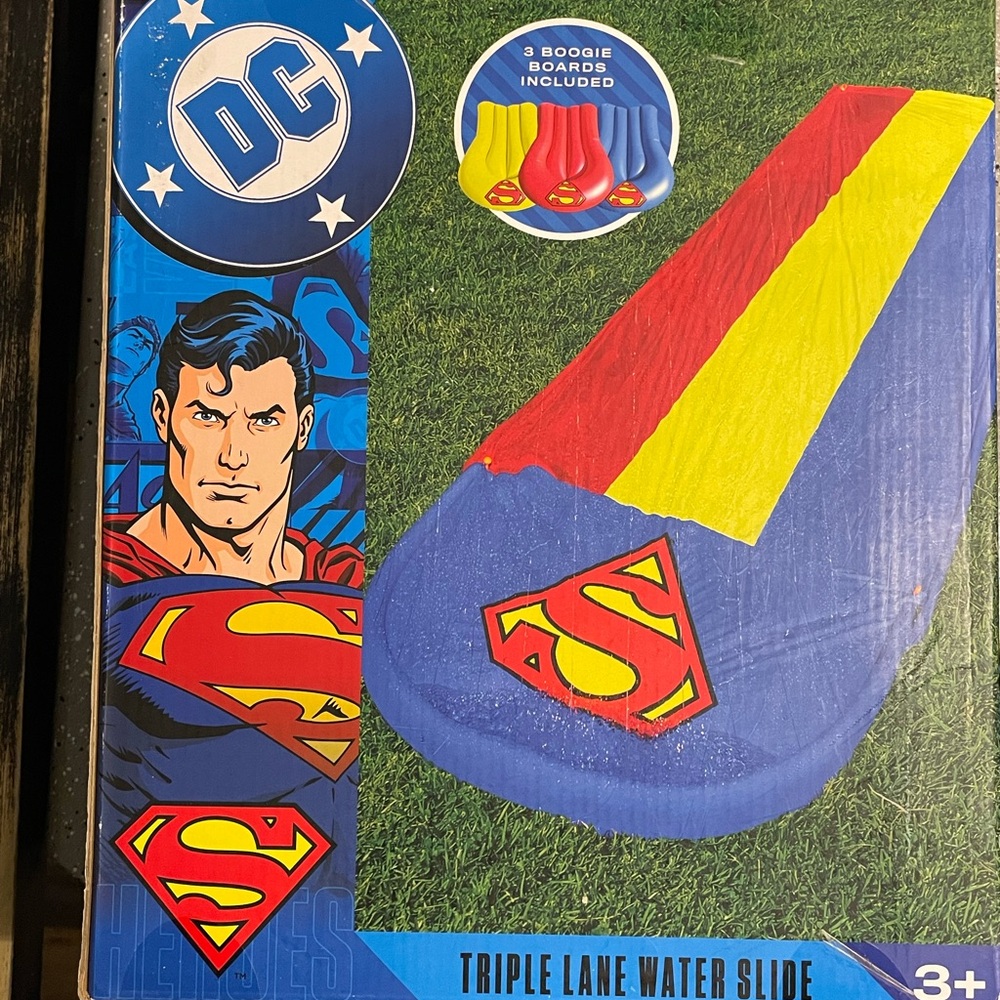 DC Superman Triple Lane Slide with Vibrant Colors